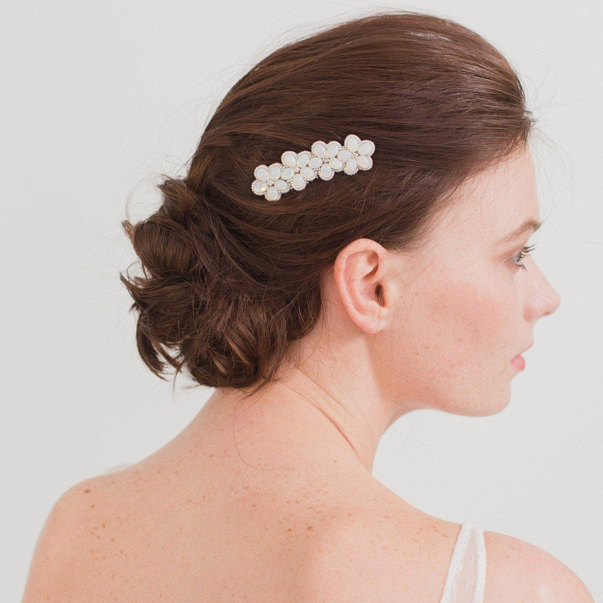 Wedding Haircomb Silver Wedding hair comb with a floral arrangement of opals and crystals - &#39;Prue&#39;