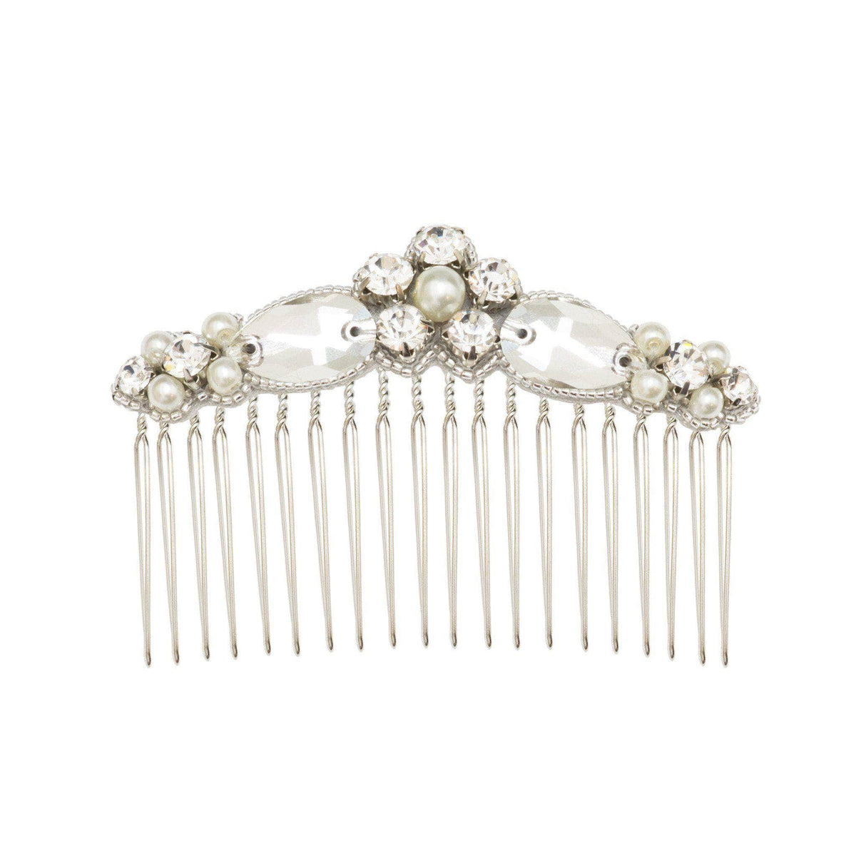 Wedding Haircomb Silver Wedding hair comb with a sparkling arrangement of pearls and crystals - &#39;Ani&#39;