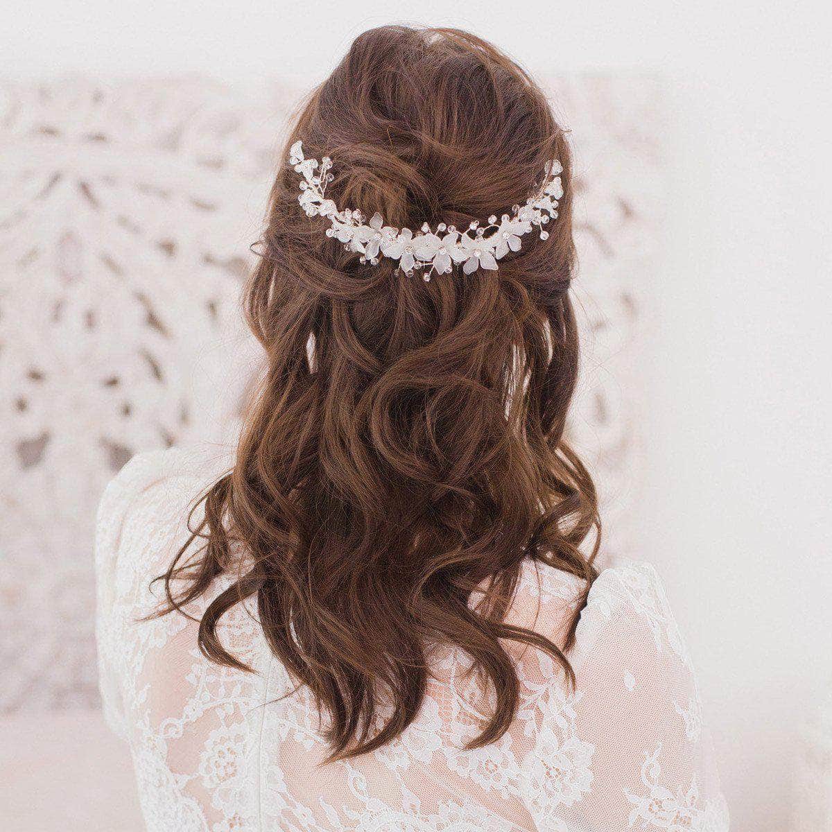 Wedding Haircomb Silver Wedding hair comb with floral crystals - &#39;Titania&#39;