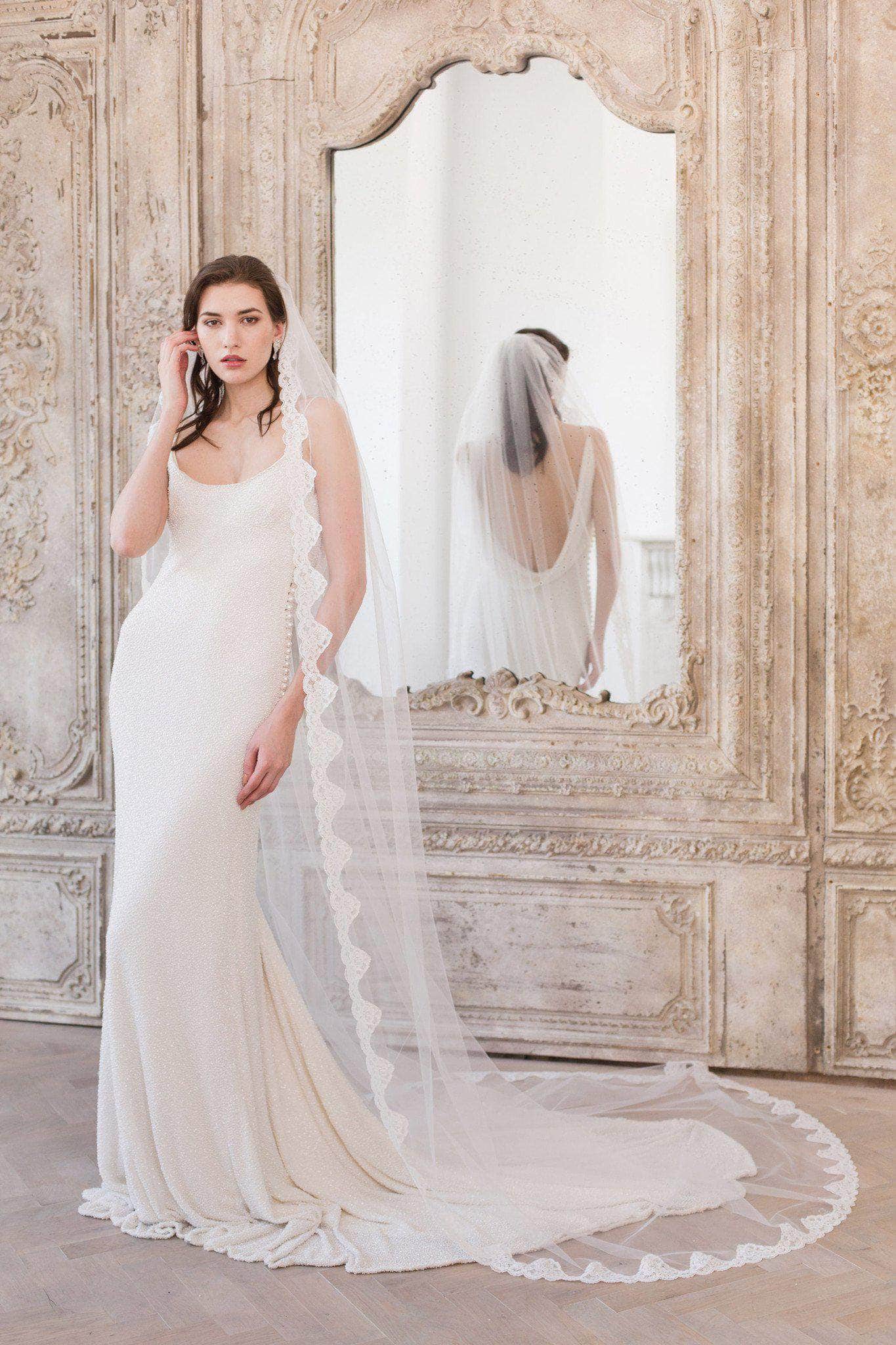 Wedding Veil Full lace edged wedding veil - 'Coria'