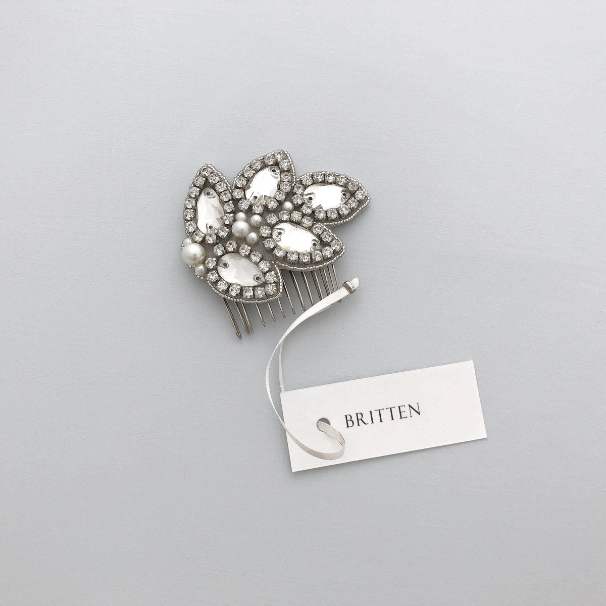 Wedding Haircomb Silver Small crystal hair comb; leaf pattern - &#39;Callia piccolo&#39;