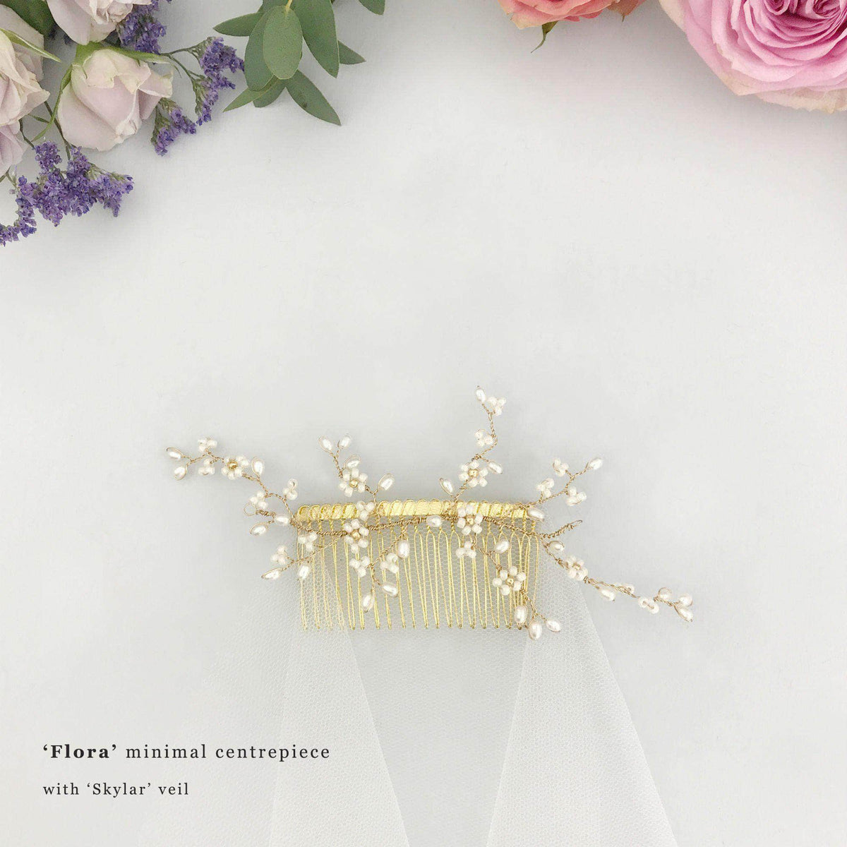 Wedding Hairvine Gold floral multipiece with medium centrepiece  - &#39;Flora&#39;