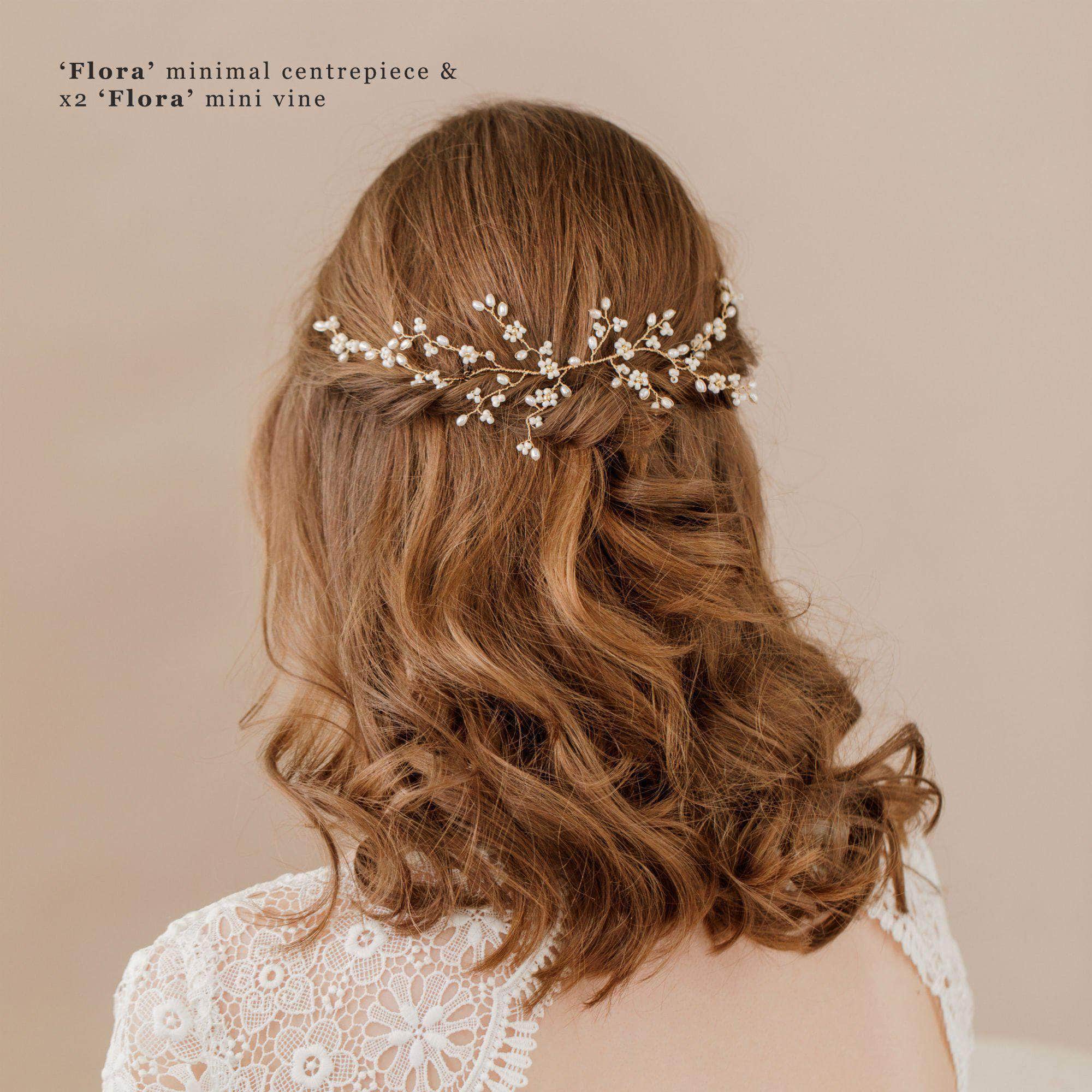 Wedding Hairvine Gold floral multipiece with medium centrepiece  - 'Flora'