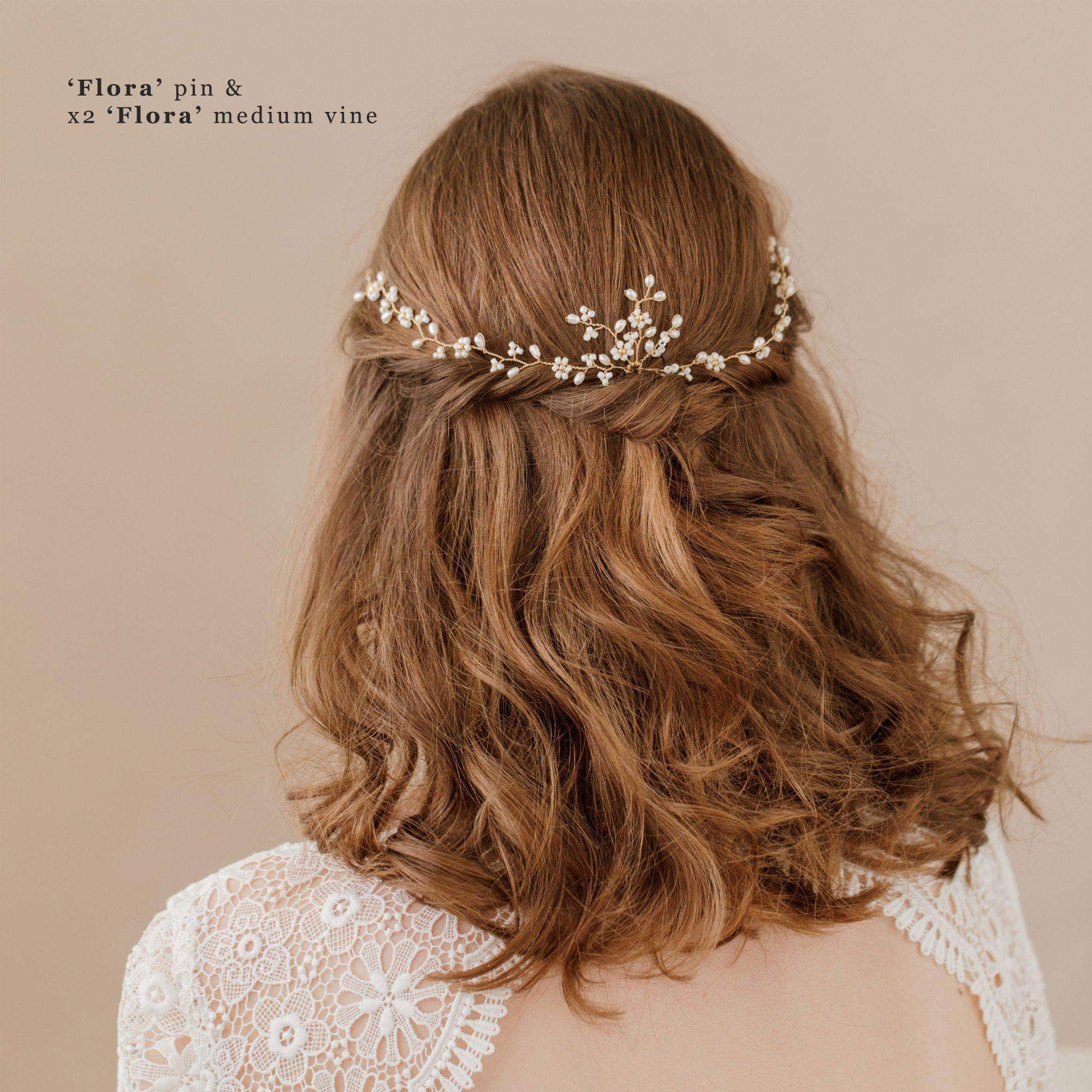 Wedding Hairvine Gold floral multipiece with small centrepiece  - 'Flora'