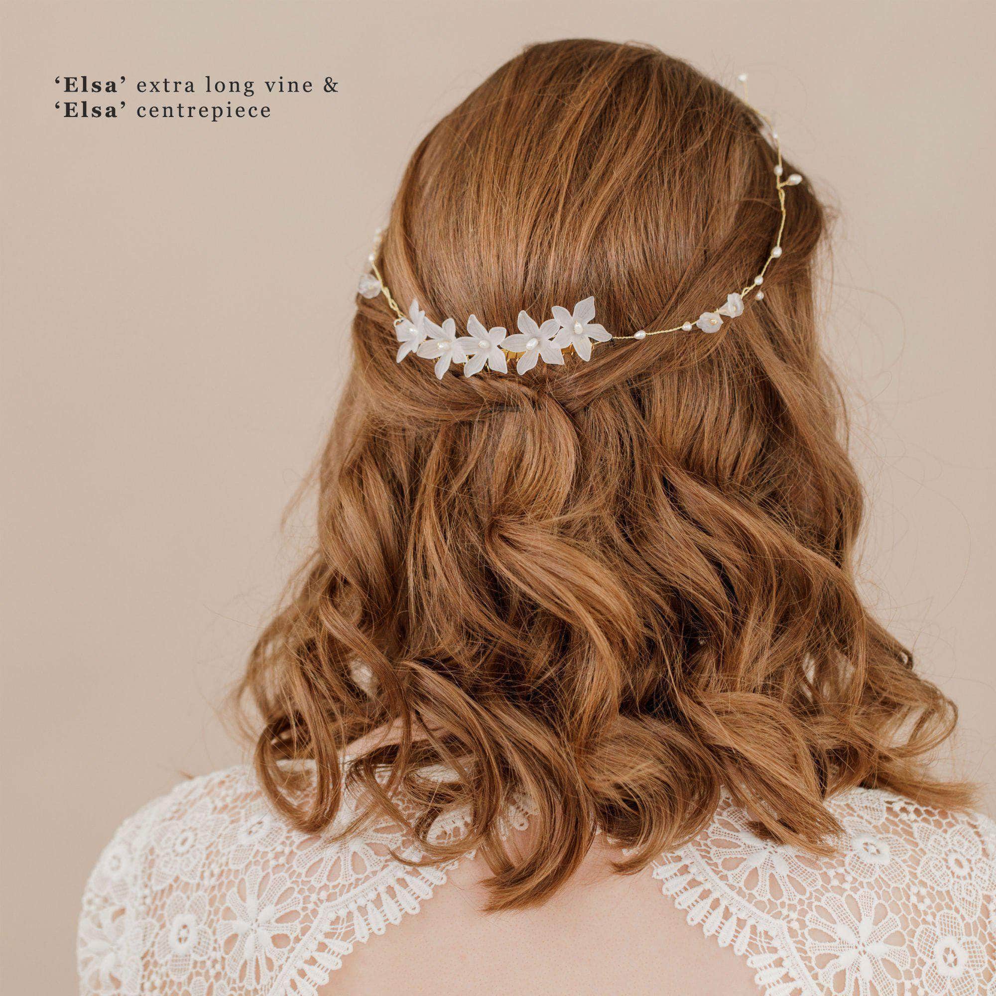 Wedding Hairvine Silver floral pearl multipiece - 'Elsa'