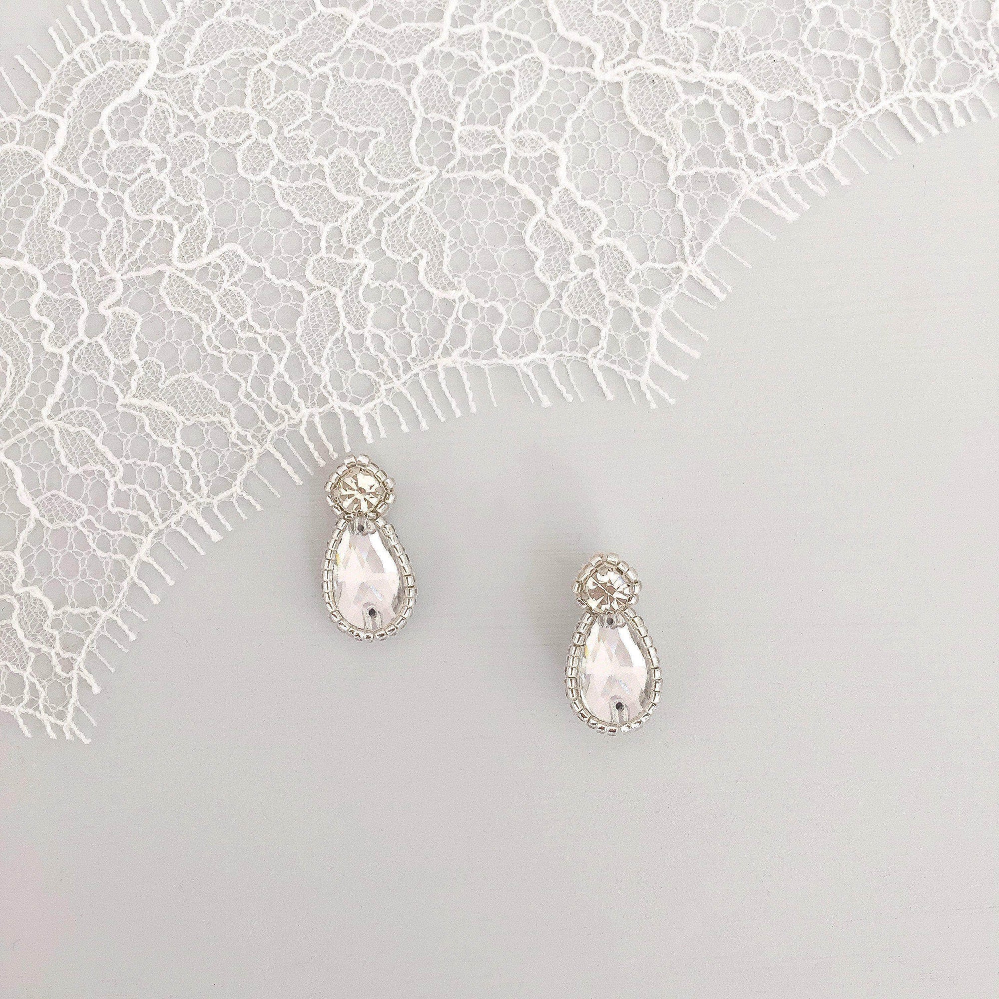 Wedding Earring Silver Crystal wedding earrings - 'Zoe'