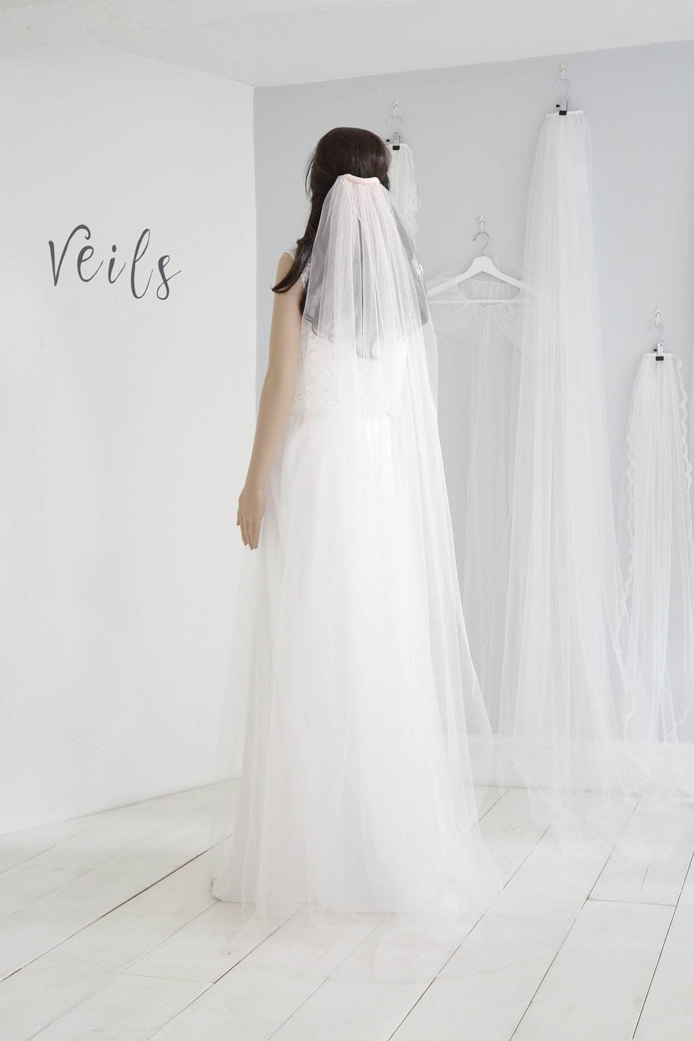 Wedding Veil Blush pink single tier cut edge wedding veil - 'Ariana'