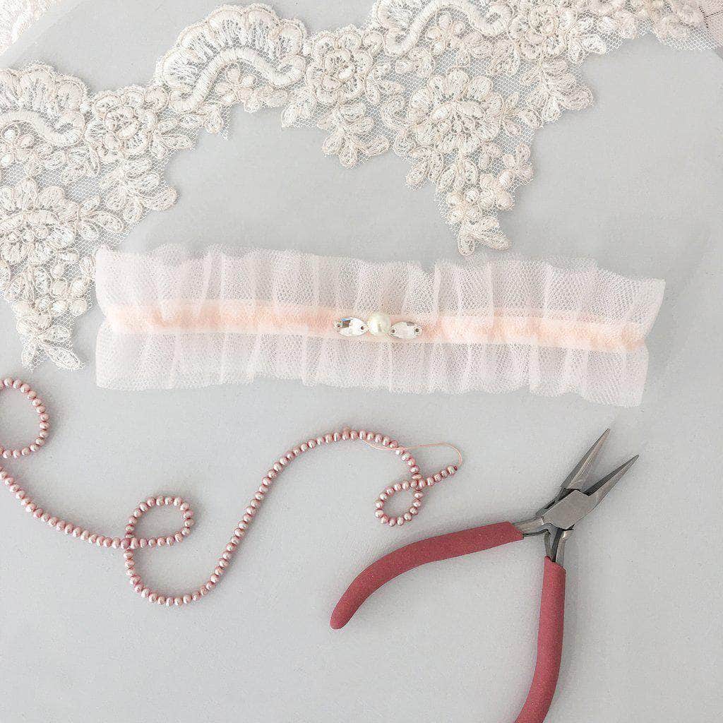 Wedding Garter Soft blush / Extra small 35-40cm (13.5-16 inch) Tulle wedding garter (various colours) - &#39;Tallé&#39;