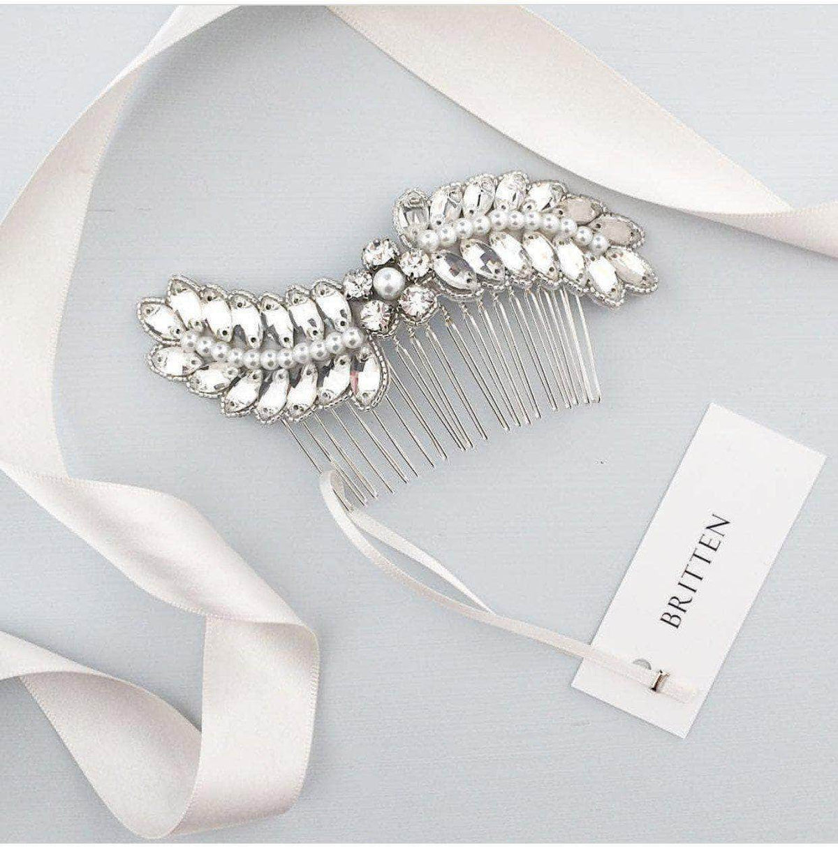 Wedding Haircomb Silver Wedding hair comb with crystals and pearls - &#39;Caris&#39;