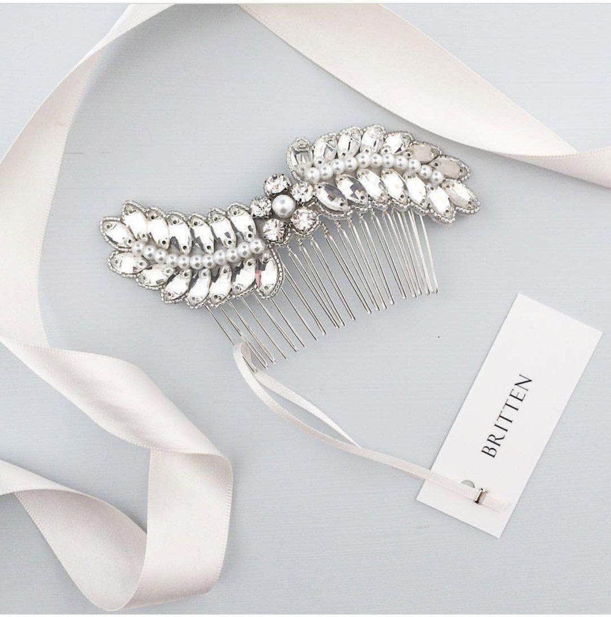 Wedding Haircomb Silver Wedding hair comb with crystals and pearls - 'Caris'