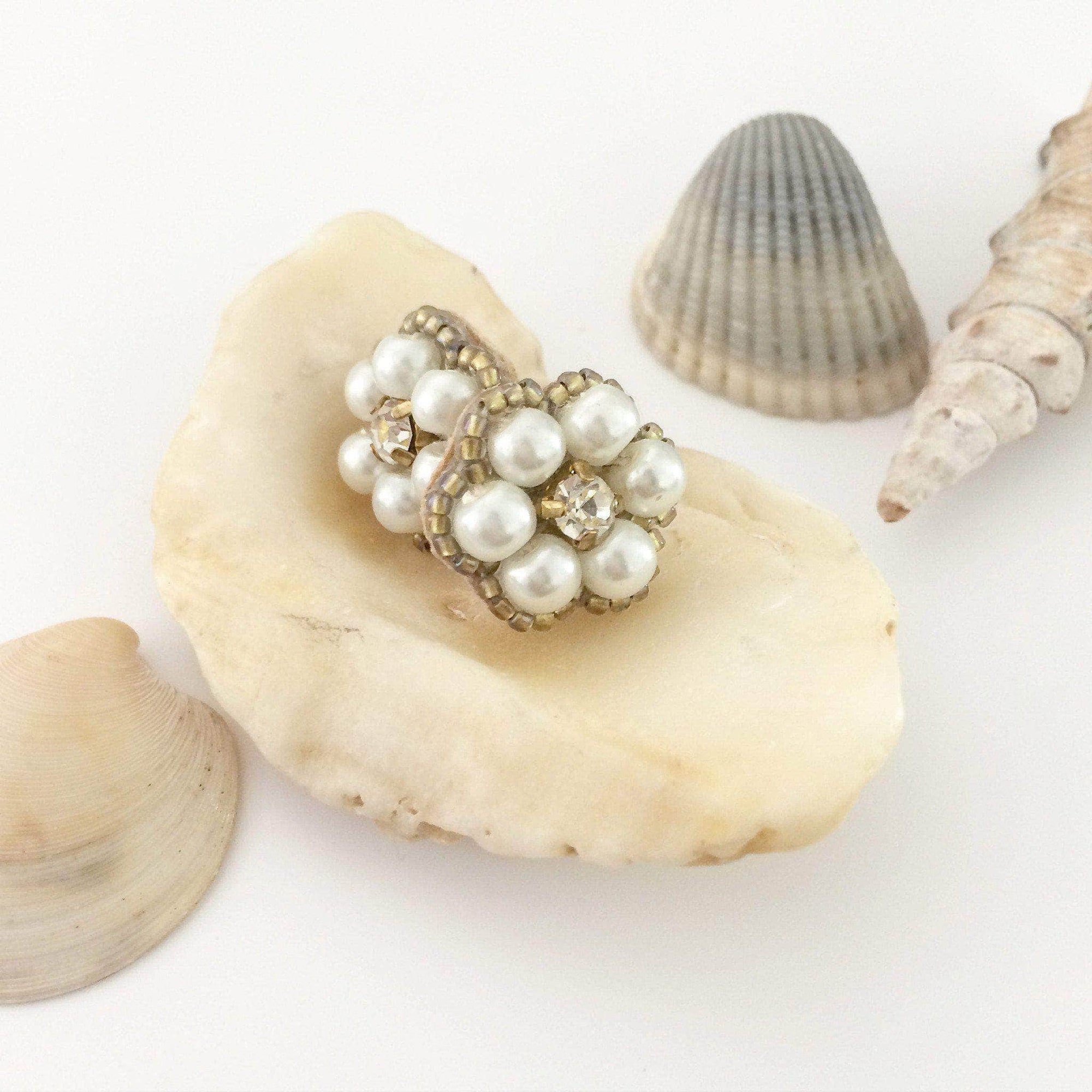 Wedding Earring Gold Flower wedding earrings gold pearl - 'Fleur'