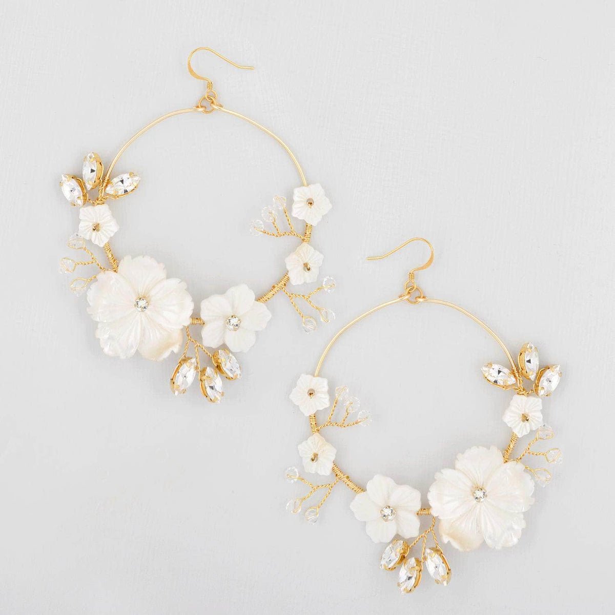 Wedding Earring Gold Statement gold floral hoop wedding earrings - &#39;Ariadne&#39;