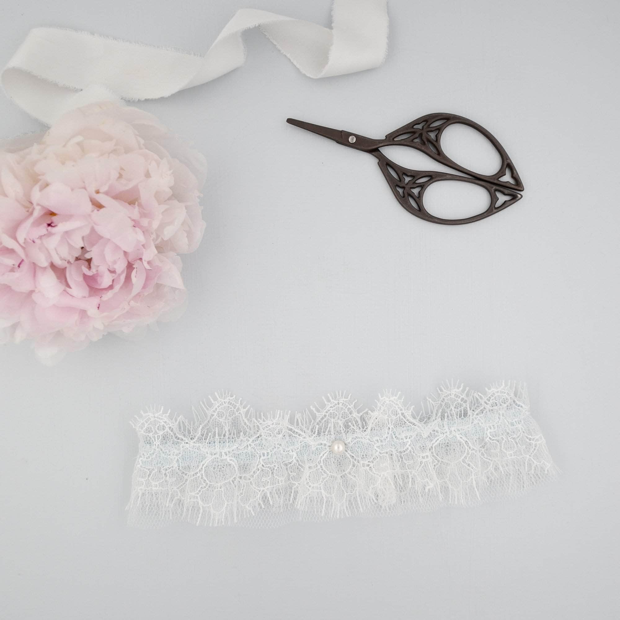 Wedding Garter Eyelash lace and 'something blue' wedding garter - 'Mia'