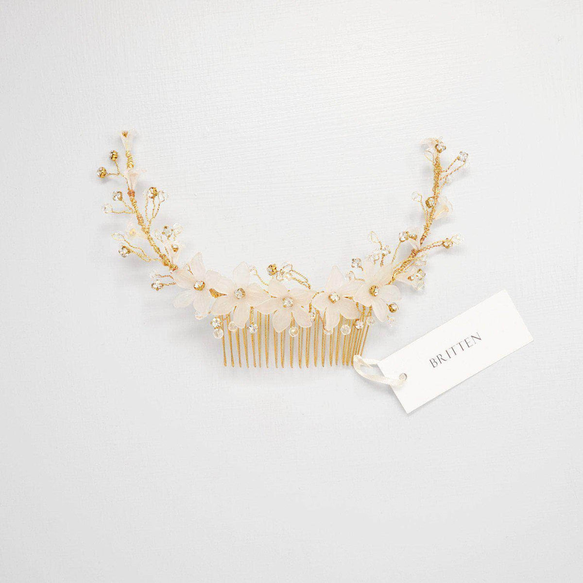 Wedding Haircomb gold Wedding hair comb with floral crystals - &#39;Titania&#39;