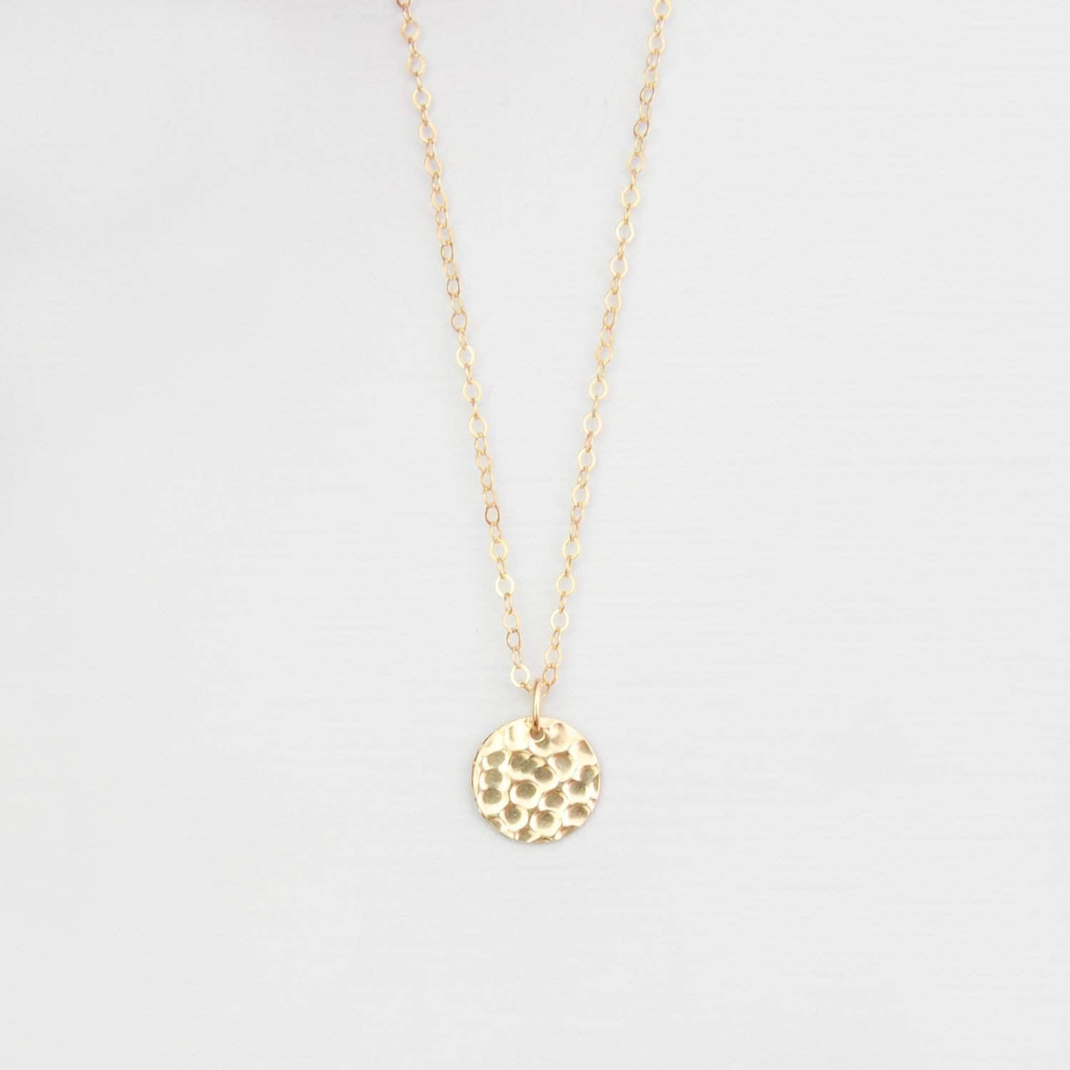 Wedding Necklace Gold Hammered Disk Necklace - 'Effie'