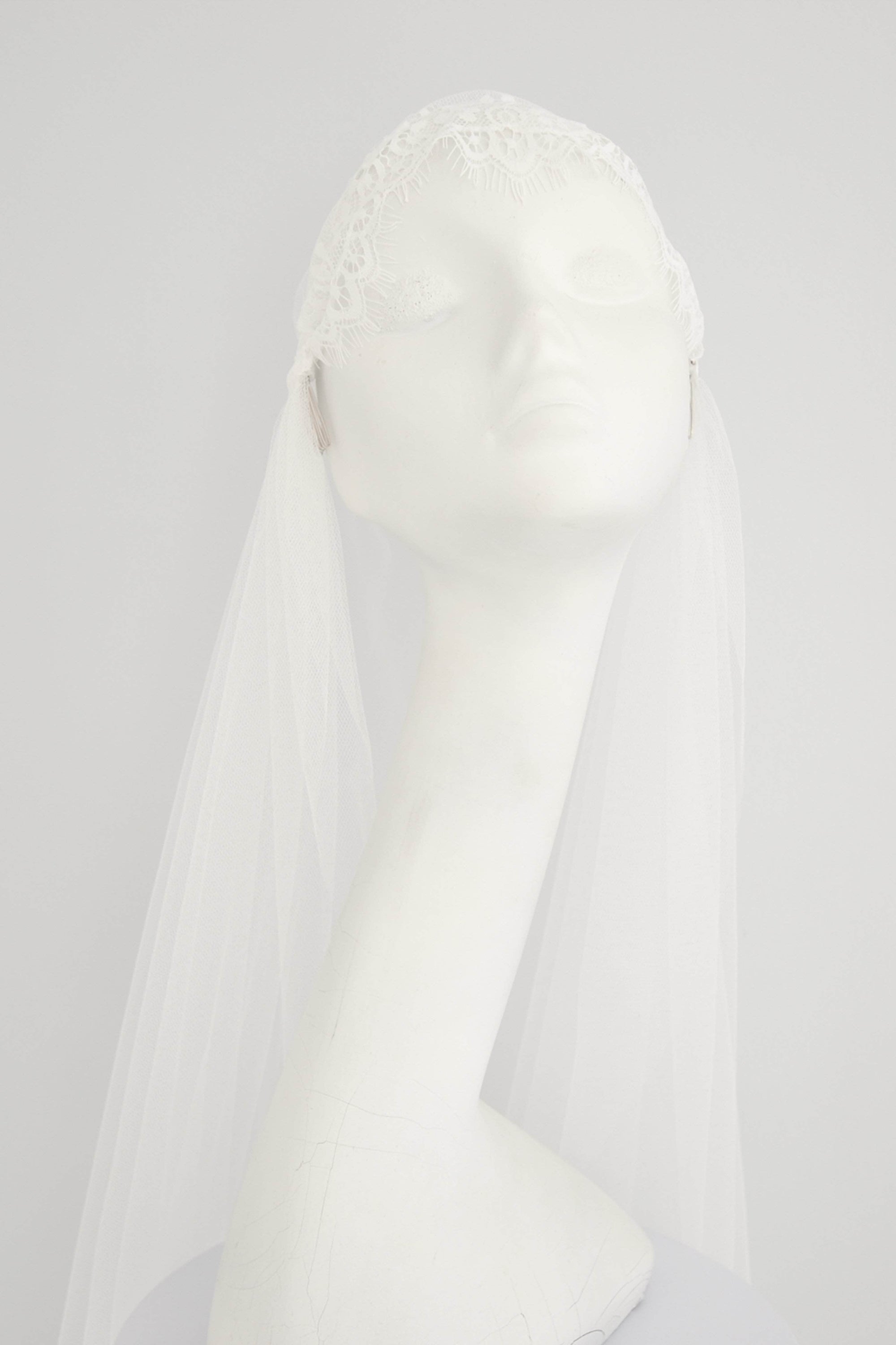 Wedding Veil Silk style lace Juliet cap wedding veil - 'Amelie'