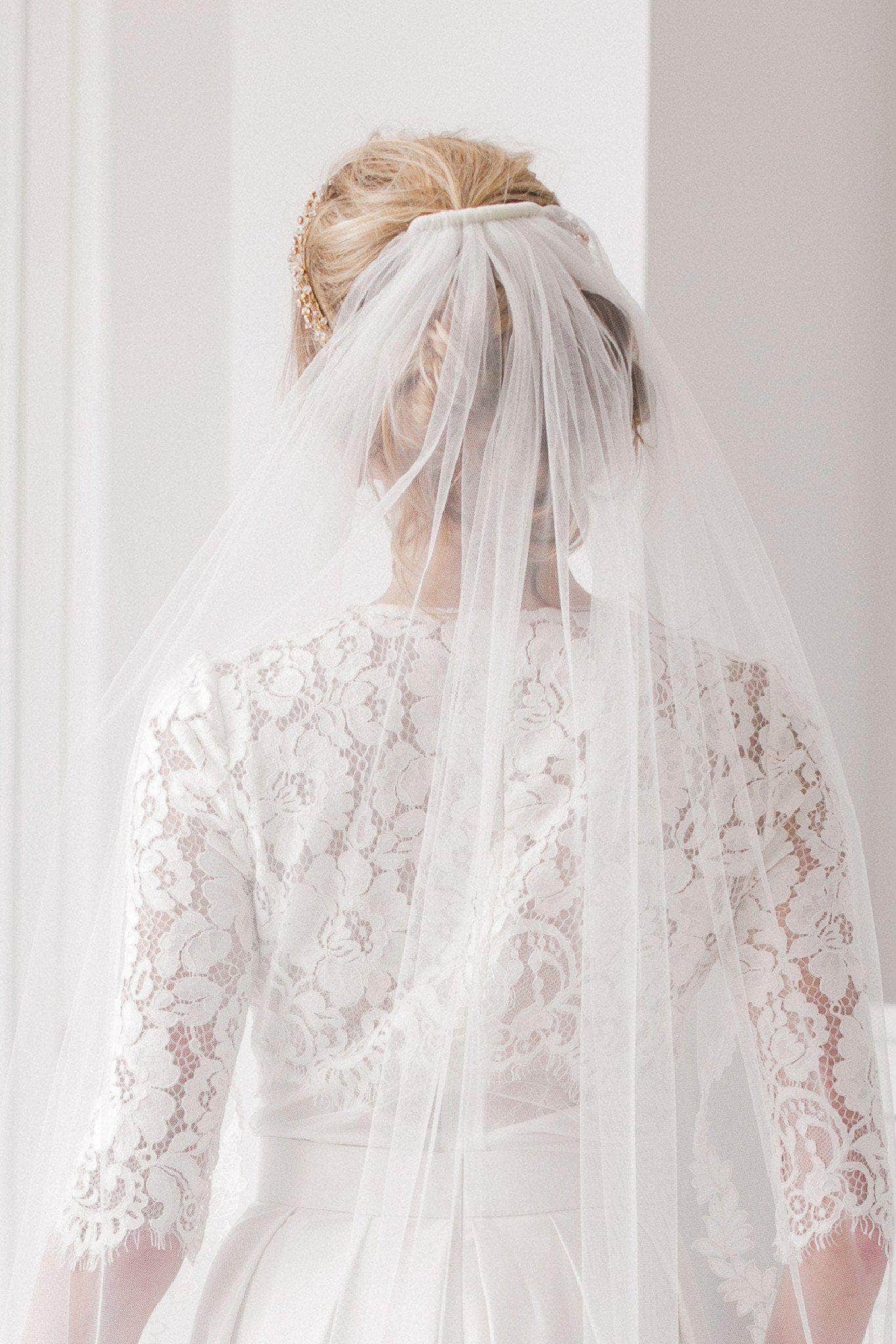 Wedding Veil White White - Single tier cut edge wedding veil - &#39;Niacae&#39;