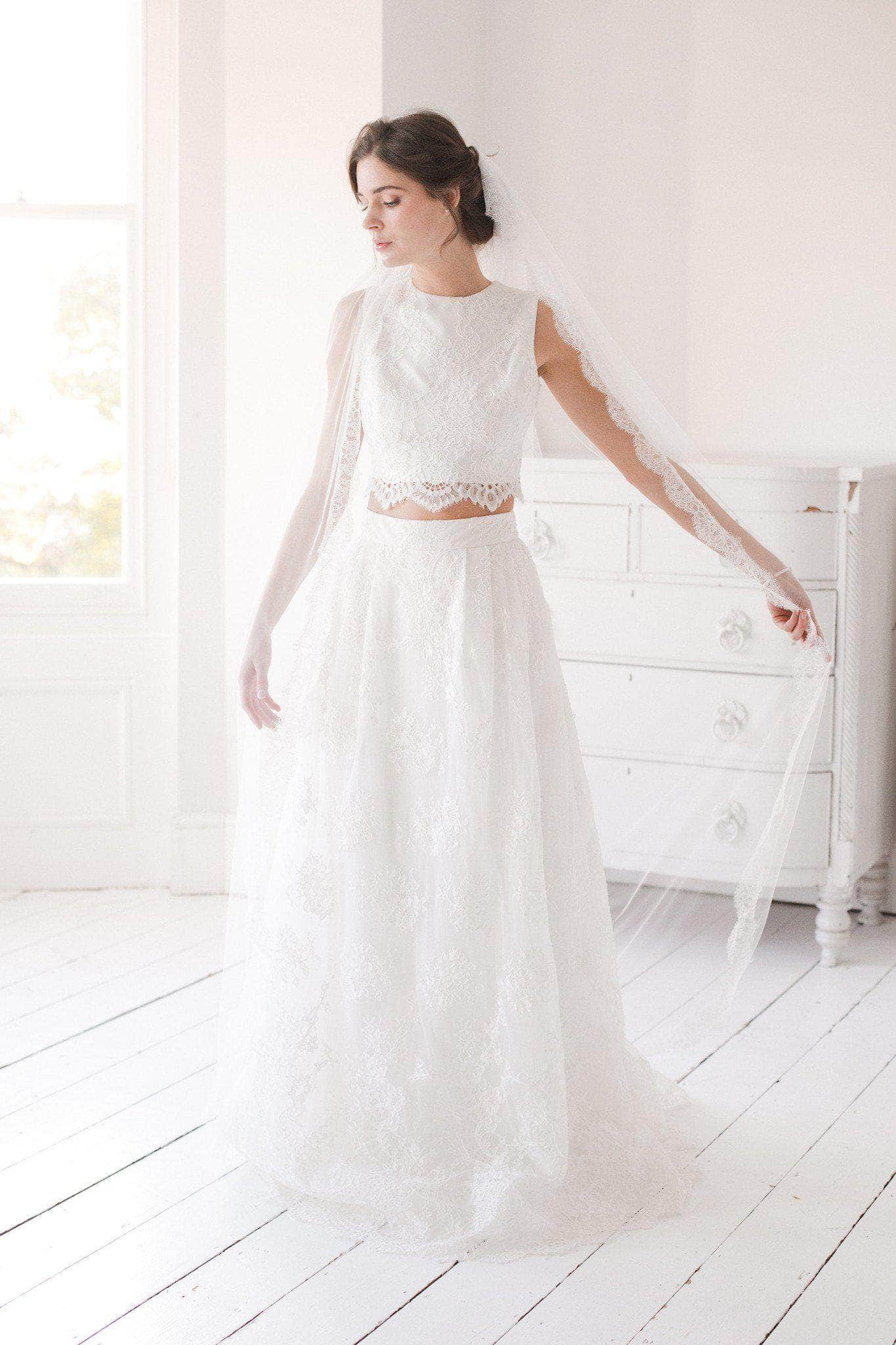 chinese dress ladies Silk Wedding Veil with French Eyelash Lace Trim