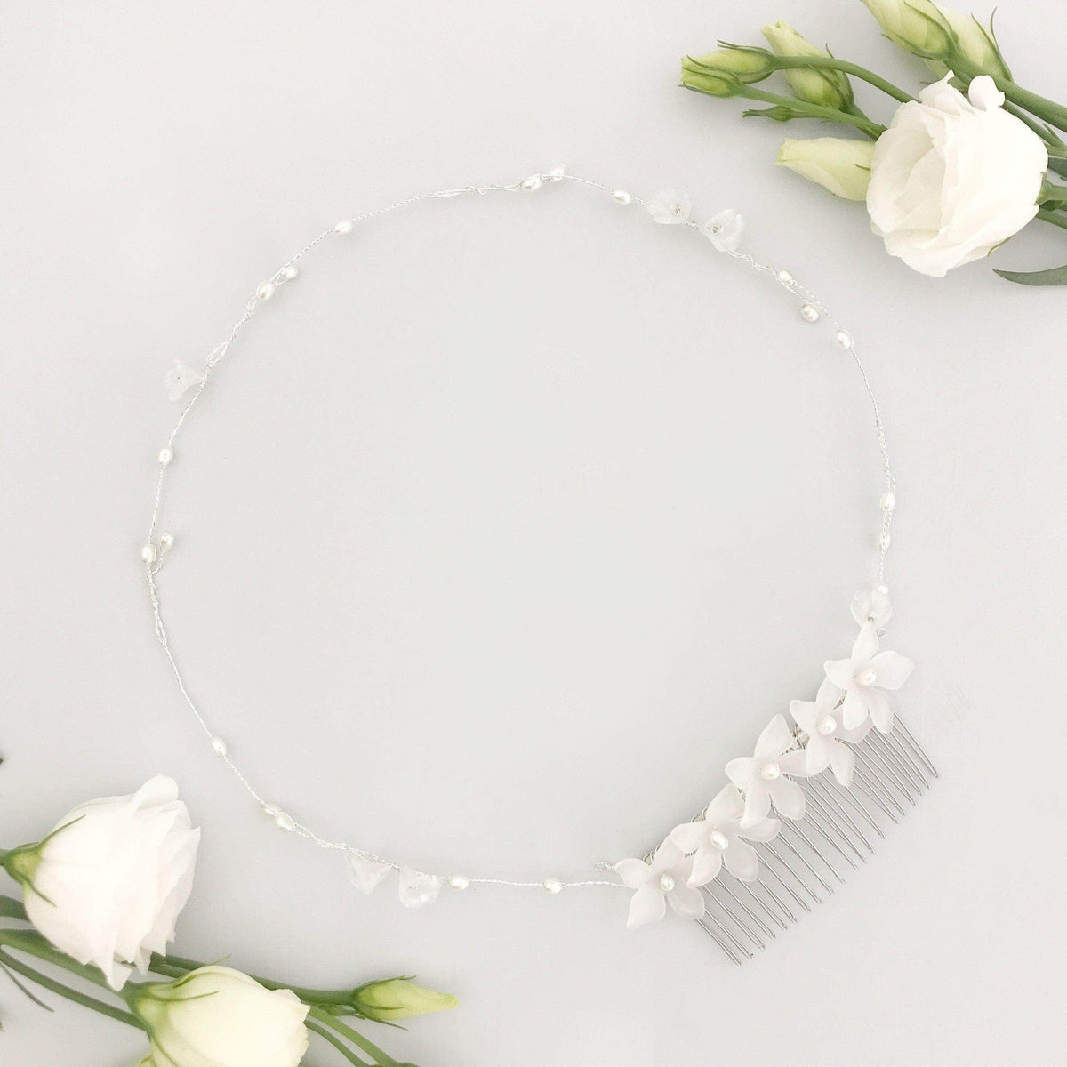 Wedding Hairvine Silver floral pearl multipiece - &#39;Elsa&#39;