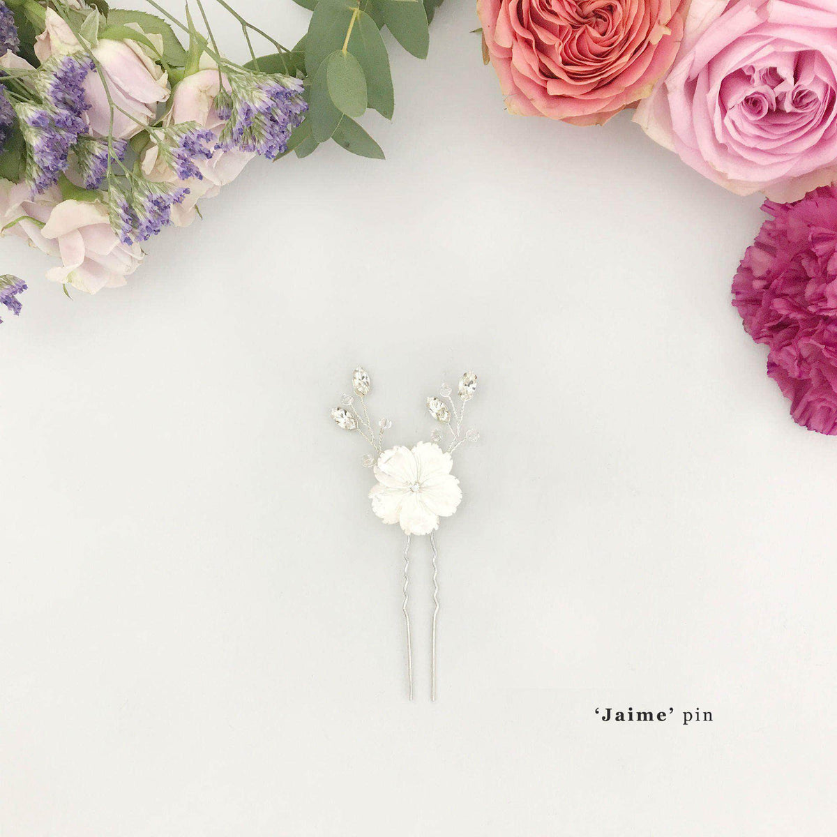 Wedding Hairvine Silver floral multipiece with small centrepiece - &#39;Jaime&#39;